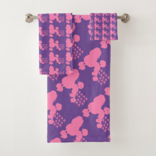 Purple Pink Poodle Diagonal Bath Towel Set