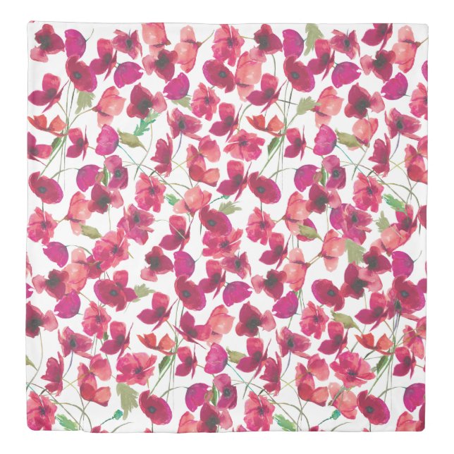 Purple Pink Poppies Galore Pattern Duvet Cover (Front)