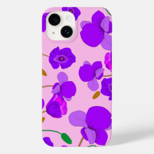 Purple Pink Poppy Papaver Field Illustration Case-Mate iPhone 14 Case