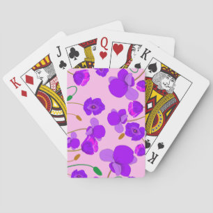 Purple Pink Poppy Papaver Field Illustration Poker Cards