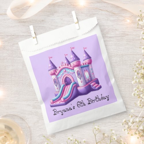 Purple Pink Princess Castle Bounce House Party Favor Bag
