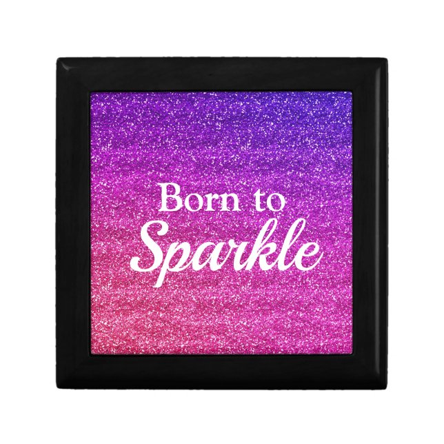 Purple Pink Purple Glitter Born to Sparkle Luxury Gift Box (Front)