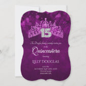 Purple, Pink Quinceanera with Tiara Invitation (Front)