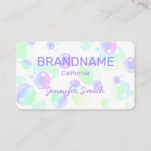 Purple Pink Rainbow Soap Bubbles Cute Colorful Business Card