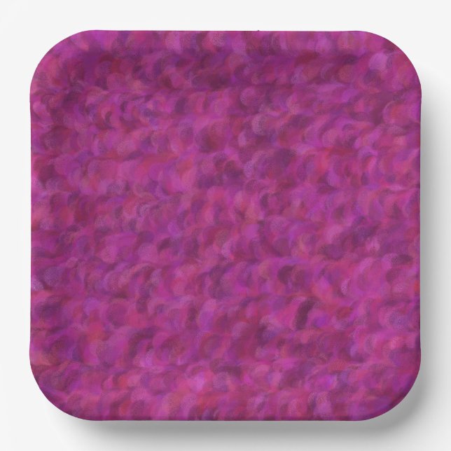 Purple Pink Red Abstract Seamless Pattern Paper Plates (Front)