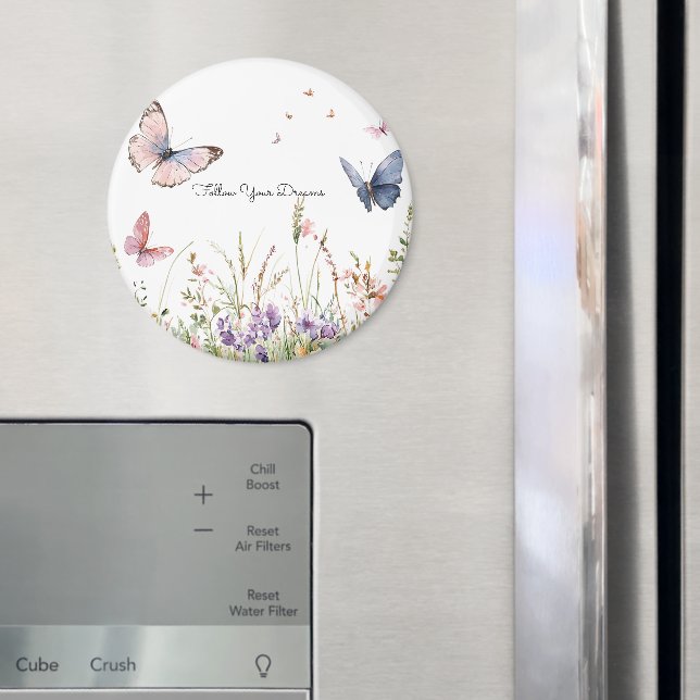Purple Pink Red Flowers Butterflies   Magnet (In Situ (Fridge))