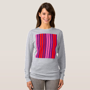 Purple Pink Red Vertical Stripes Design T-Shirt