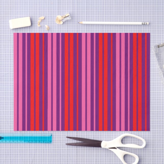 Purple Pink Red Vertical Stripes Design   Tissue Paper (Craft)