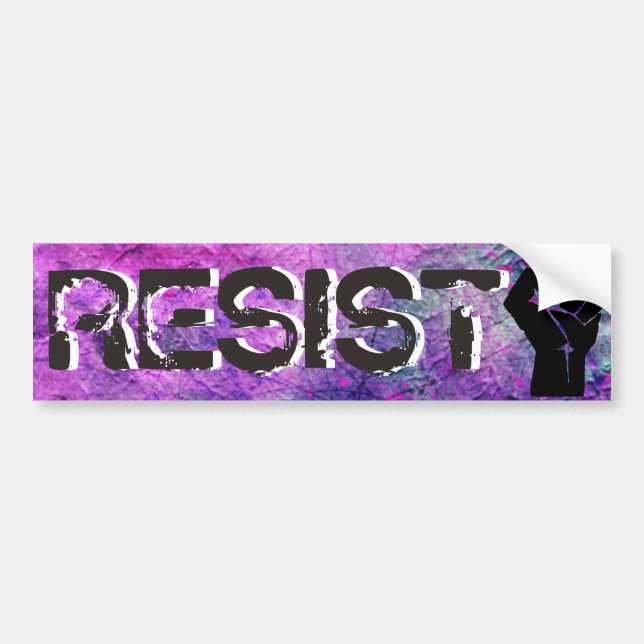 Purple & Pink RESIST Fist Bumper Sticker (Front)