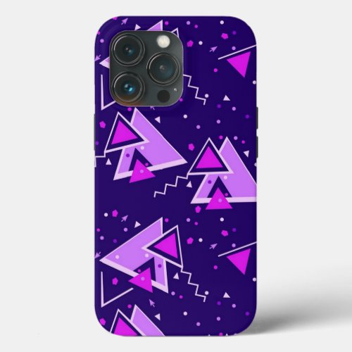 Purple  Pink Retro Triangles  iPhone 13 Pro Case