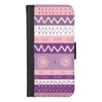 Purple Pink Retro Zigzag Patterned iPhone 8/7 Wallet Case
