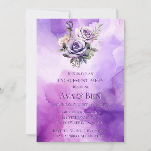 Purple Pink Rose Alcohol Garden Engagement Party Invitation