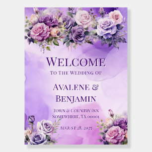 Purple Pink Rose Alcohol Garden Welcome Sign