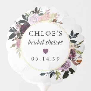 Purple Pink Rose Floral Bridal Shower Balloon