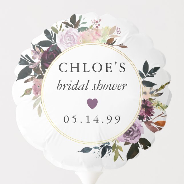 Purple Pink Rose Floral Bridal Shower Balloon (Back)