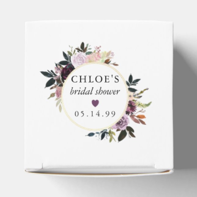 Purple Pink Rose Floral Bridal Shower Favor Boxes (Top)