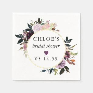 Purple Pink Rose Floral Bridal Shower Napkins