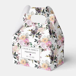 Purple Pink Rose Floral Engagement Party Favor Boxes