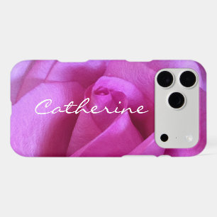 Purple Pink Rose Photo Custom Name Script Modern iPhone 17 Pro Max Case