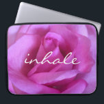 Purple Pink Rose Photo Inhale Quote Modern Bold Laptop Sleeve<br><div class="desc">A close-up photo of a vibrant purple-pink rose makes you want to "stop and smell the flowers". Relax and inhale the beauty of this photograph whenever you use this stunning photography neoprene laptop sleeve. This laptop sleeve comes in three sizes: 15", 13", and 10”. Makes a great gift for someone...</div>