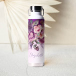 Purple pink roses elegant personalized  water bottle<br><div class="desc">Bridesmaid gifts Purple pink vintage roses elegant personalized name water bottle,   Purple lavender color theme</div>