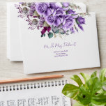 Purple pink roses elegant wedding addressed envelope<br><div class="desc">Purple pink vintage roses elegant wedding return address envelope. Purple themed wedding matching envelopes</div>