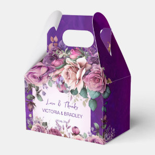 Purple pink roses elegant wedding favors custom favor boxes