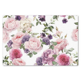 Purple &amp; Pink Roses  Floral Tissue Paper