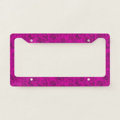 Purple Pink Roses Romantic Feminine Girly Cute License Plate Frame