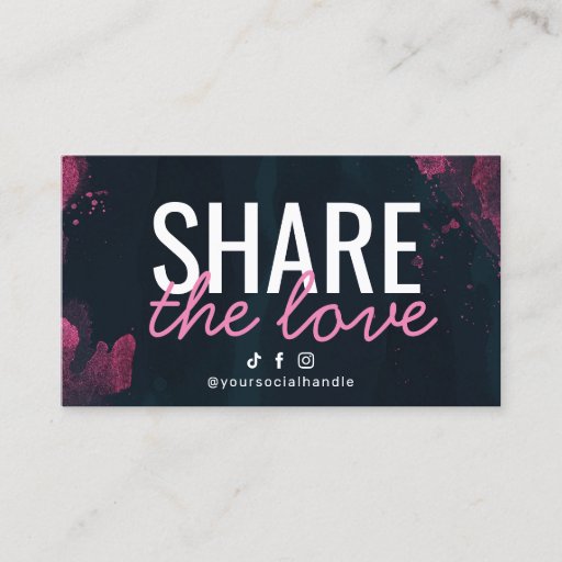 Customizable Purple Pink Share The Love Referral Card 