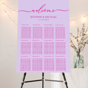 Purple Pink Simple Seating Number Welcome Foam Board