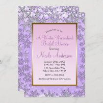 Purple Pink Snowflakes Winter Bridal Shower Invitation