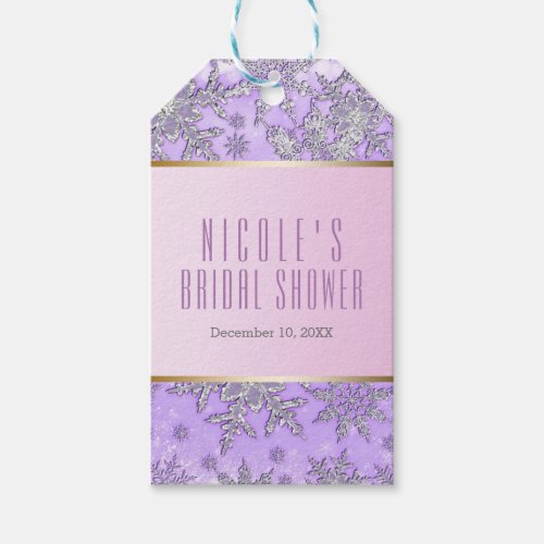 Purple Pink Snowflakes Winter Wonderland Party Gift Tags