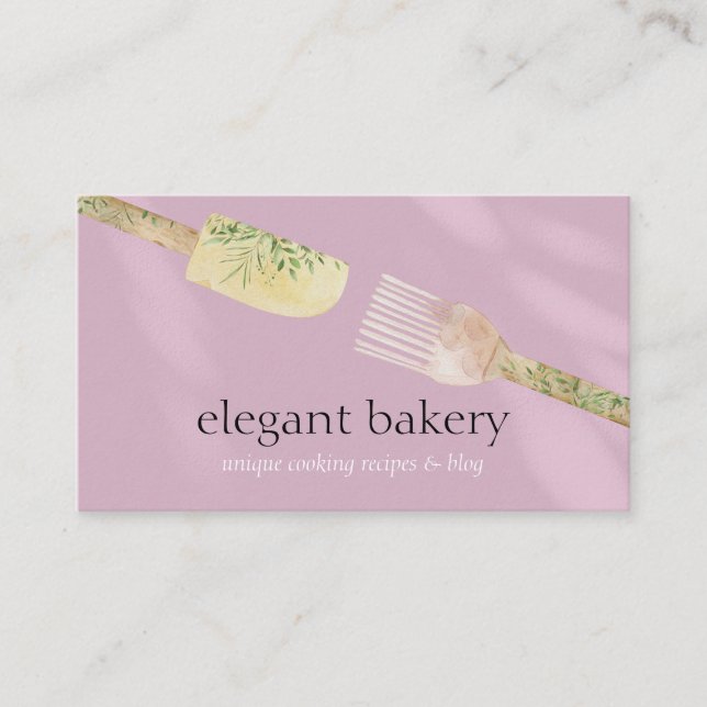 Purple Pink Soft Pastry Spoon Spatula Chef Bake Business Card (Front)