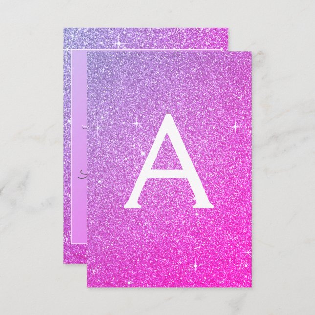 Purple Pink Sparkle Glitter 50th Birthday Party Invitation (Front/Back)