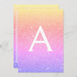 Purple Pink Sparkle Glitter Baptism Invitation