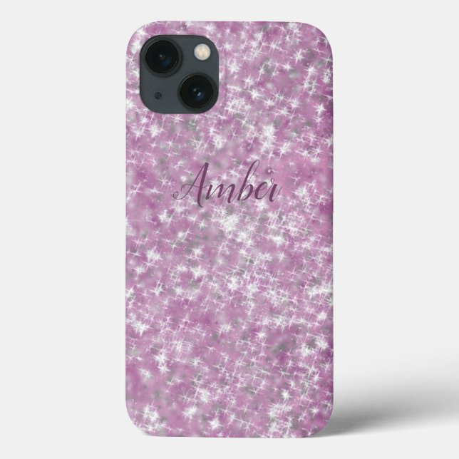 Purple Pink Sparkle Glitter Elegant Personalized Case-Mate iPhone Case (Back)