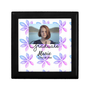 purple pink sparkle glitter leaves photo graduate gift box