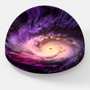 Purple Pink Spiral Galaxy Cosmic Paperweight
