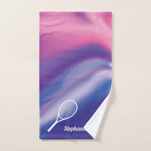 Purple Pink Sport Monogrammed Name Tennis Hand Towel
