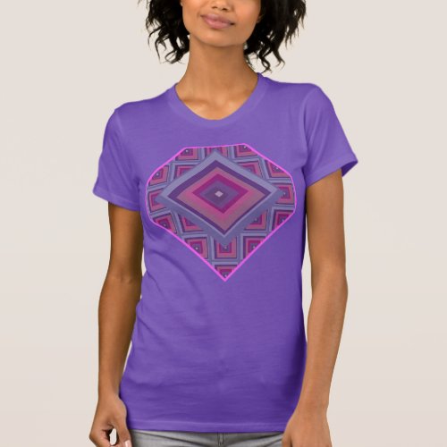 Purple Pink Square Diamond Pattern Shield Abstract T_Shirt
