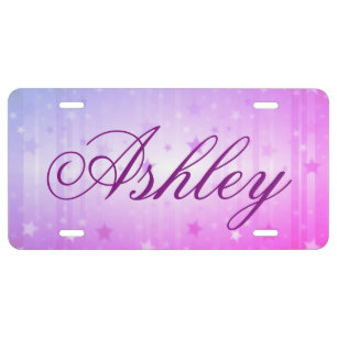 Purple Pink Star License Plate