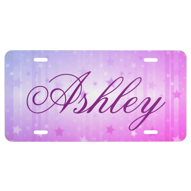 Purple Pink Star License Plate (Front)