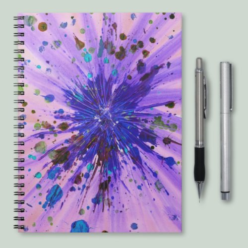 Purple Pink Starburst Acrylic Splatter Painting Notebook