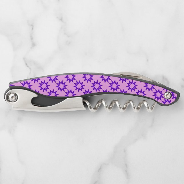 Purple Pink Stars Abstract Pattern Corkscrew (Front)
