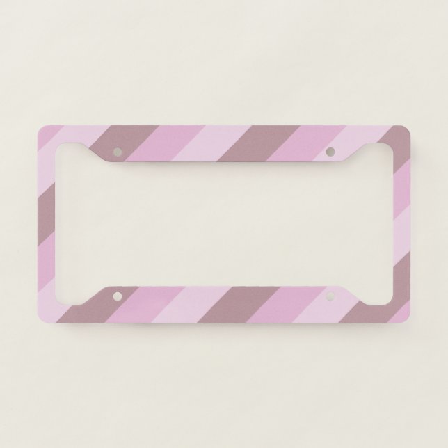 Purple Pink Striped Ombre License Plate Frame (Front)
