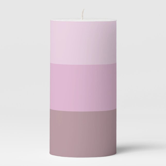 Purple Pink Striped Ombre Pillar Candle (Front)