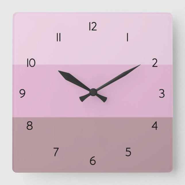 Purple Pink Striped Ombre Square Wall Clock (Front)
