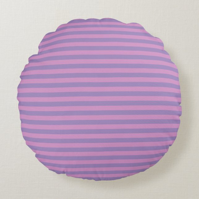 Purple Pink Stripes Seamless Pattern Round Pillow (Front)