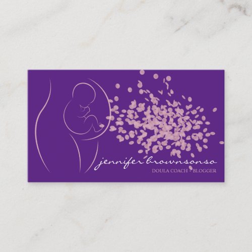 Purple Pink Stylish Doula Birth Coach Pregnant Business Card